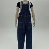 Maxbell 1:6 Short Sleeve Bib Overalls Suit Cloth for 12 inch Figures Body Doll Model dark blue pants