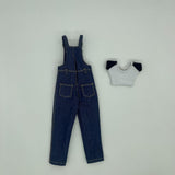 Maxbell 1:6 Short Sleeve Bib Overalls Suit Cloth for 12 inch Figures Body Doll Model dark blue pants