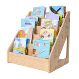 Maxbell Kids Bookshelf Wood Card Display Stand for Coloring Books Magazines Kid Room