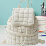 Maxbell Quilted Backpack Lightweight Laptop Soft Hiker Pack for Picnic Gym Umbrellas White