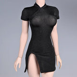 Maxbell 1:6 Scale Women Cheongsam Dress Cosplay for 12'' Action Figure Body Dress up Black