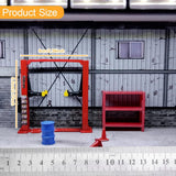 Maxbell 1/64 Diorama Garage Tools Lift Gantry Oil Drum Display Scene Model Miniature Red Lift
