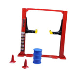 Maxbell 1/64 Diorama Garage Tools Lift Gantry Oil Drum Display Scene Model Miniature Red Lift