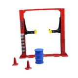 Maxbell 1/64 Diorama Garage Tools Lift Gantry Oil Drum Display Scene Model Miniature Red Lift
