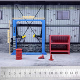 Maxbell 1/64 Diorama Garage Tools Lift Gantry Oil Drum Display Scene Model Miniature Blue Car Lift