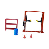 Maxbell 1/64 Diorama Garage Gantry Crane Scene Model Oil Drum Furniture Repair Tools Red Lift