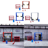 Maxbell 1/64 Diorama Garage Gantry Crane Scene Model Oil Drum Furniture Repair Tools Red Lift