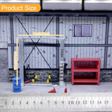 Maxbell 1/64 Diorama Garage Gantry Crane Scene Model Oil Drum Furniture Repair Tools Argent Lift