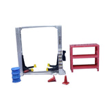 Maxbell 1/64 Diorama Garage Gantry Crane Scene Model Oil Drum Furniture Repair Tools Argent Lift