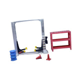 Maxbell 1/64 Diorama Garage Gantry Crane Scene Model Oil Drum Furniture Repair Tools Argent Lift