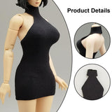 Maxbell 1:12 Women Dress Mini Doll Elastic Dress for 6inch Action Figure Accessories black