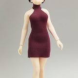 Maxbell 1:12 Women Dress Mini Doll Elastic Dress for 6inch Action Figure Accessories red