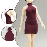 Maxbell 1:12 Women Dress Mini Doll Elastic Dress for 6inch Action Figure Accessories red
