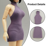 Maxbell 1:12 Women Dress Mini Doll Elastic Dress for 6inch Action Figure Accessories pink