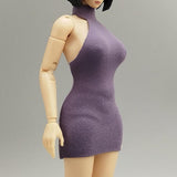 Maxbell 1:12 Women Dress Mini Doll Elastic Dress for 6inch Action Figure Accessories pink