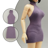 Maxbell 1:12 Women Dress Mini Doll Elastic Dress for 6inch Action Figure Accessories pink