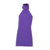 Maxbell 1:12 Women Dress Mini Doll Elastic Dress for 6inch Action Figure Accessories purple