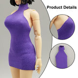 Maxbell 1:12 Women Dress Mini Doll Elastic Dress for 6inch Action Figure Accessories purple