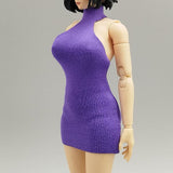 Maxbell 1:12 Women Dress Mini Doll Elastic Dress for 6inch Action Figure Accessories purple