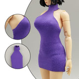 Maxbell 1:12 Women Dress Mini Doll Elastic Dress for 6inch Action Figure Accessories purple