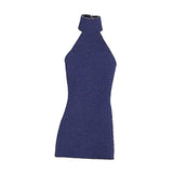 Maxbell 1:12 Women Dress Mini Doll Elastic Dress for 6inch Action Figure Accessories Navy