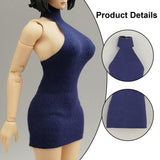 Maxbell 1:12 Women Dress Mini Doll Elastic Dress for 6inch Action Figure Accessories Navy