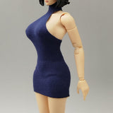 Maxbell 1:12 Women Dress Mini Doll Elastic Dress for 6inch Action Figure Accessories Navy