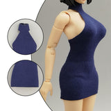 Maxbell 1:12 Women Dress Mini Doll Elastic Dress for 6inch Action Figure Accessories Navy