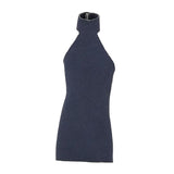 Maxbell 1:12 Women Dress Mini Doll Elastic Dress for 6inch Action Figure Accessories Dark Blue