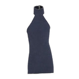 Maxbell 1:12 Women Dress Mini Doll Elastic Dress for 6inch Action Figure Accessories Dark Blue