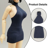 Maxbell 1:12 Women Dress Mini Doll Elastic Dress for 6inch Action Figure Accessories Dark Blue