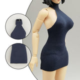 Maxbell 1:12 Women Dress Mini Doll Elastic Dress for 6inch Action Figure Accessories Dark Blue