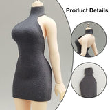 Maxbell 1:12 Women Dress Mini Doll Elastic Dress for 6inch Action Figure Accessories grey