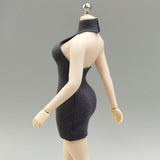 Maxbell 1:12 Women Dress Mini Doll Elastic Dress for 6inch Action Figure Accessories grey