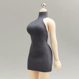 Maxbell 1:12 Women Dress Mini Doll Elastic Dress for 6inch Action Figure Accessories grey