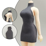 Maxbell 1:12 Women Dress Mini Doll Elastic Dress for 6inch Action Figure Accessories grey