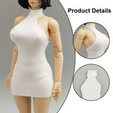 Maxbell 1:12 Women Dress Mini Doll Elastic Dress for 6inch Action Figure Accessories white