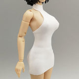 Maxbell 1:12 Women Dress Mini Doll Elastic Dress for 6inch Action Figure Accessories white