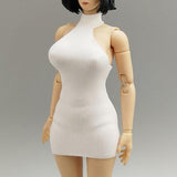Maxbell 1:12 Women Dress Mini Doll Elastic Dress for 6inch Action Figure Accessories white