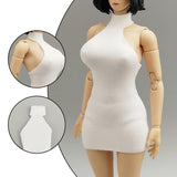 Maxbell 1:12 Women Dress Mini Doll Elastic Dress for 6inch Action Figure Accessories white