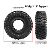Maxbell 4Pcs 1.9inch RC Crawler Tires Od 4.9inch Rubber for TRX4 TRX6 1/10 Accessory