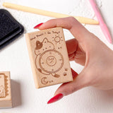 Maxbell Wood Mounted Rubber Stamp Lightweight Versatile for Drawing Painting Journal Style B