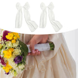 Maxbell 2 Pieces Satin Ribbons Gift Accessories Wide for Holiday Bridal Shower Party White