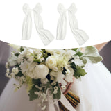 Maxbell 2 Pieces Satin Ribbons Gift Accessories Wide for Holiday Bridal Shower Party White