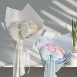 Maxbell 2 Pieces Satin Ribbons Gift Accessories Wide for Holiday Bridal Shower Party White