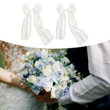 Maxbell 2 Pieces Satin Ribbons Gift Accessories Wide for Holiday Bridal Shower Party White