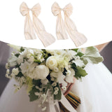 Maxbell 2 Pieces Satin Ribbons Gift Accessories Wide for Holiday Bridal Shower Party Champagne
