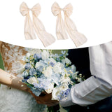Maxbell 2 Pieces Satin Ribbons Gift Accessories Wide for Holiday Bridal Shower Party Champagne