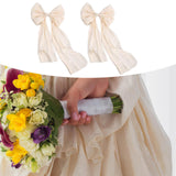 Maxbell 2 Pieces Satin Ribbons Gift Accessories Wide for Holiday Bridal Shower Party Champagne