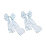 Maxbell 2 Pieces Satin Ribbons Gift Accessories Wide for Holiday Bridal Shower Party Blue